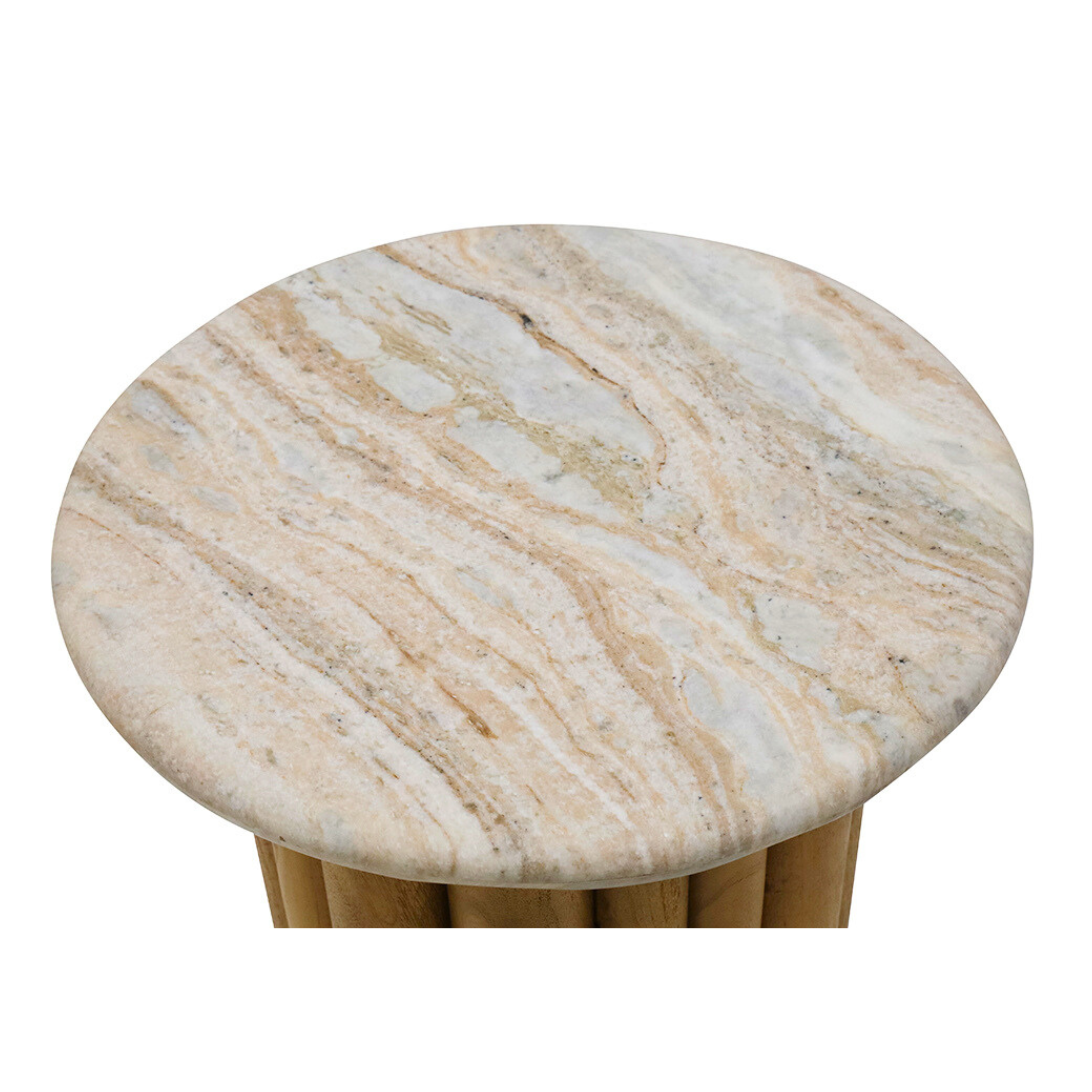Daria Brown Marble Topped Side Table - Natural