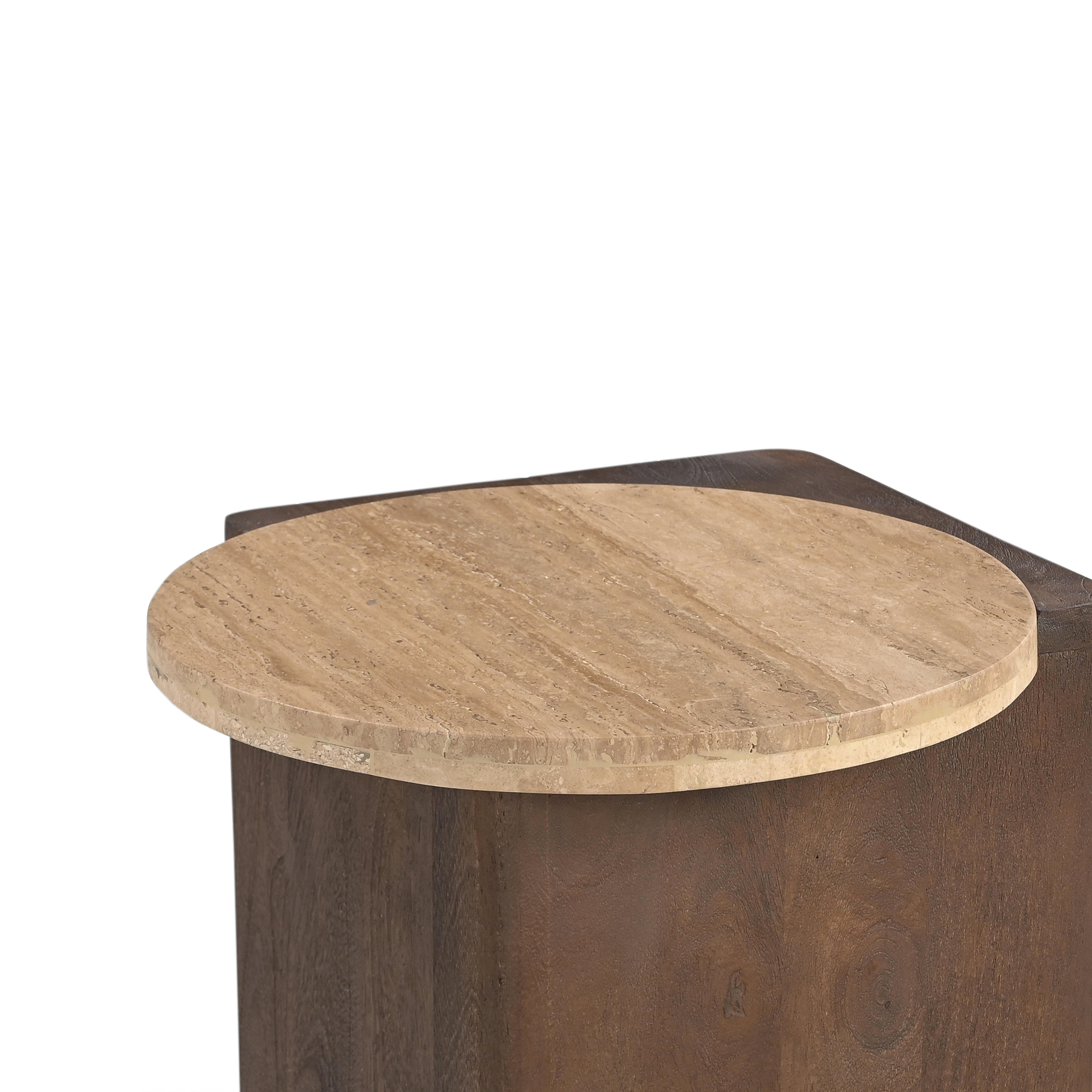 Verona Coffee Table With Travertine Top - Walnut