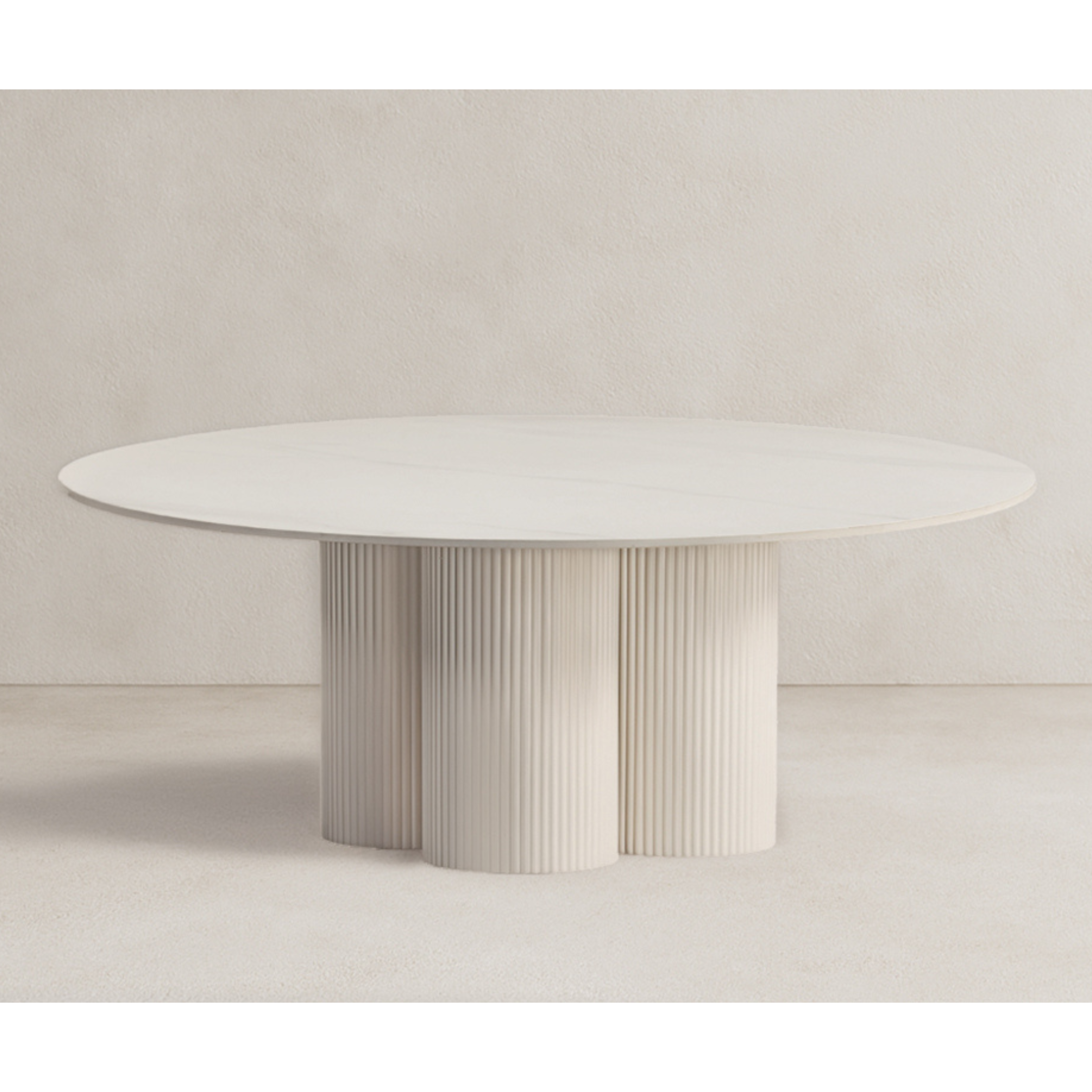 Sara Ribbed Base Coffee Table - Off White.