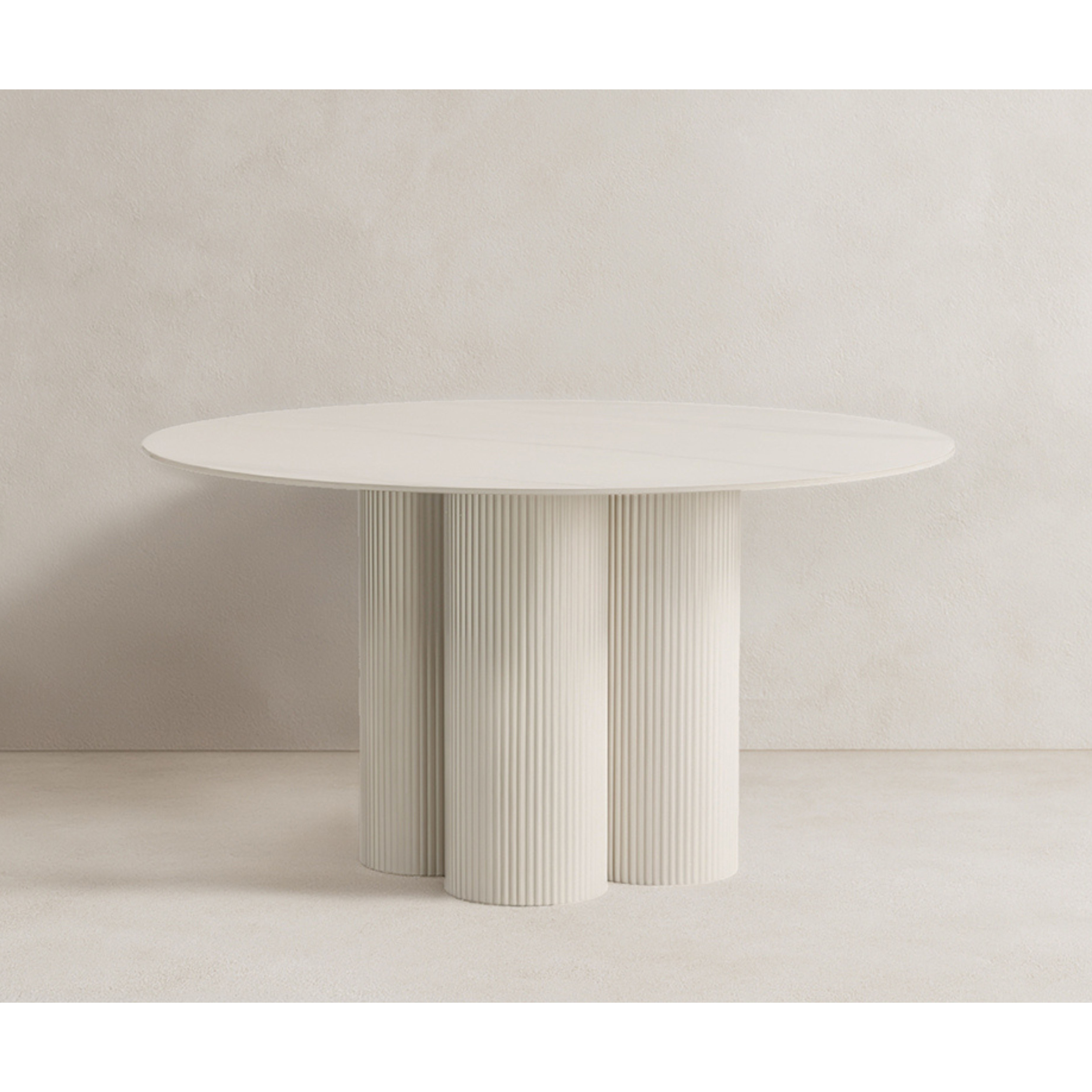 Sara Ribbed Base Dining Table - Off White.