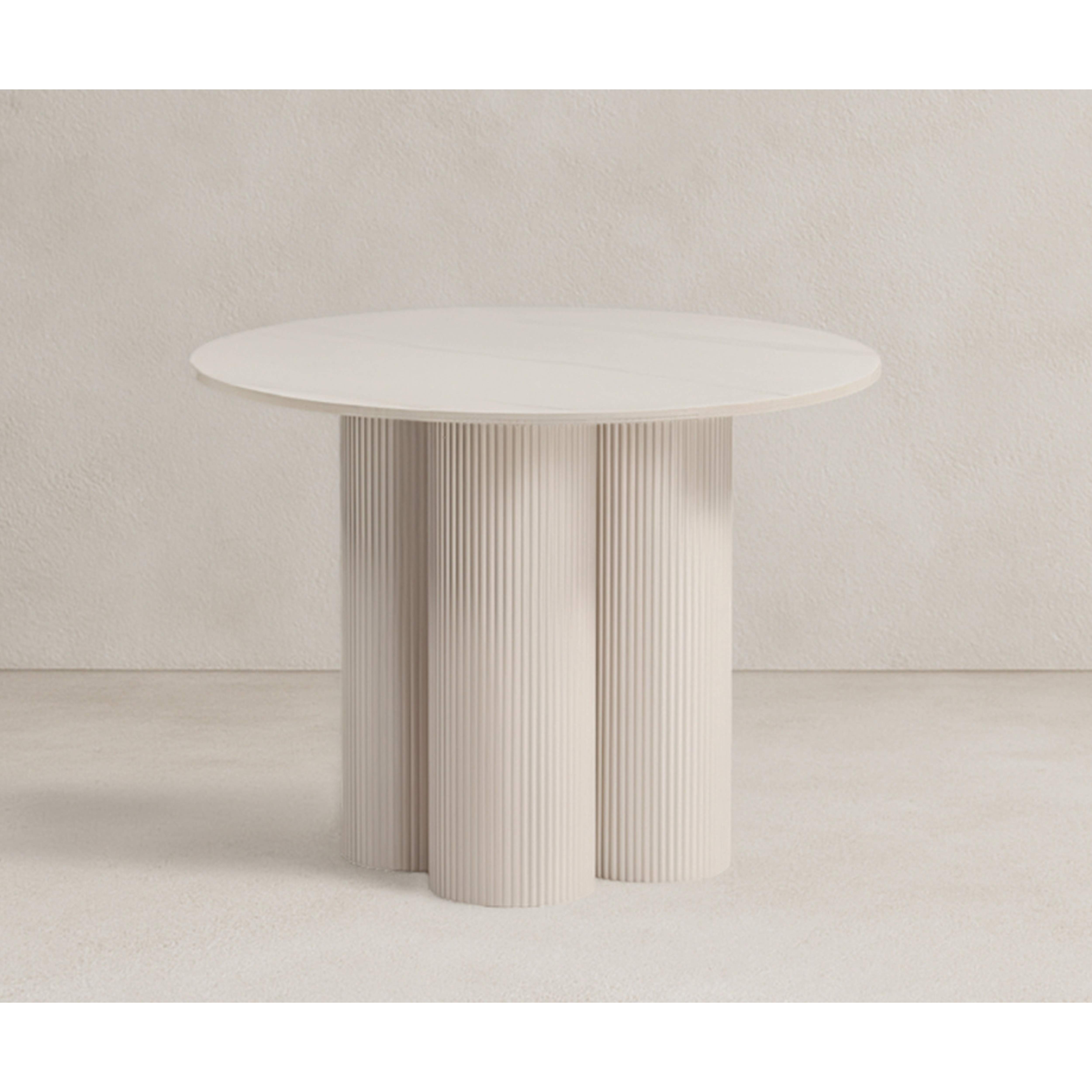 Sara Ribbed Base Side Table - Off White