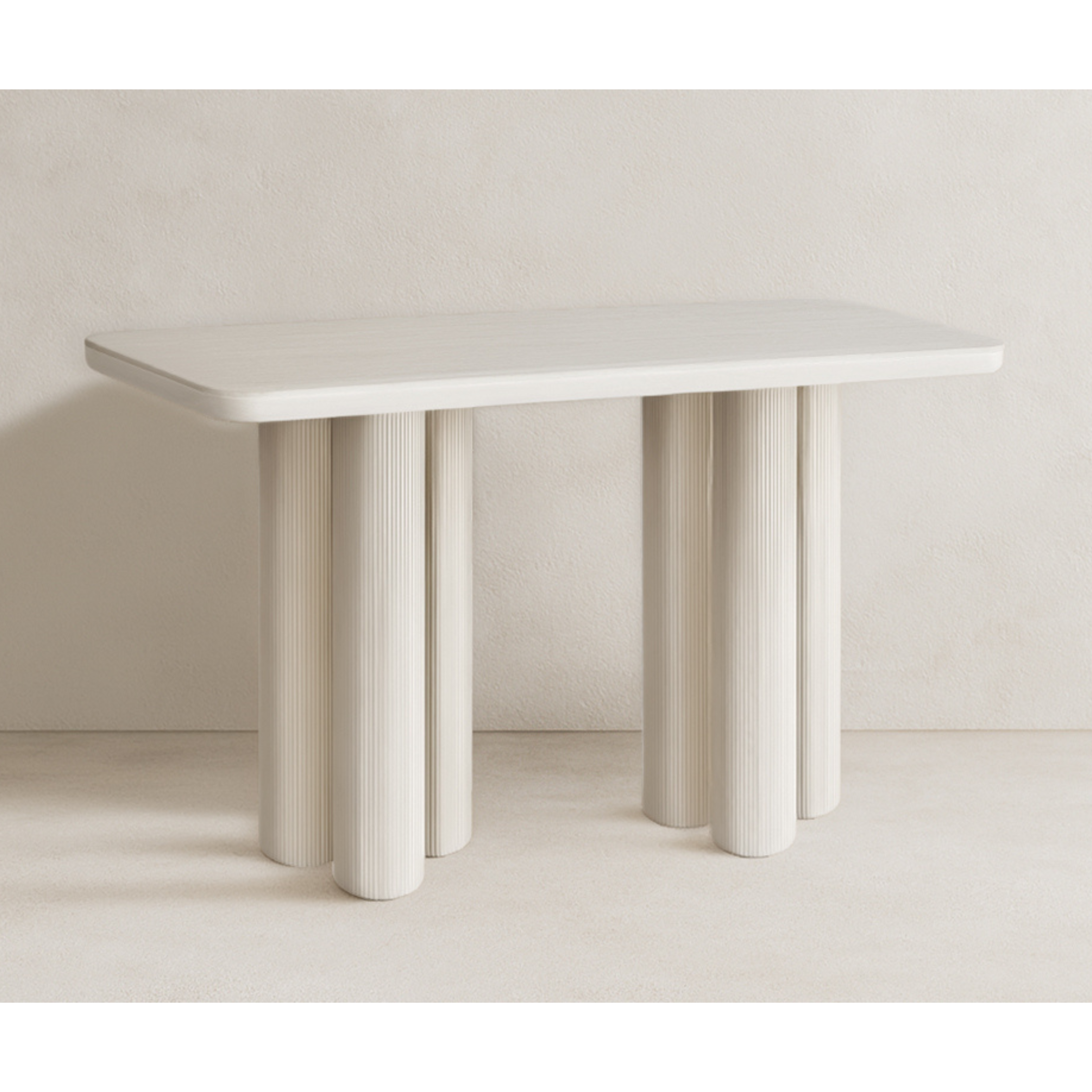 Sara Ribbed Base Console Table - Off White