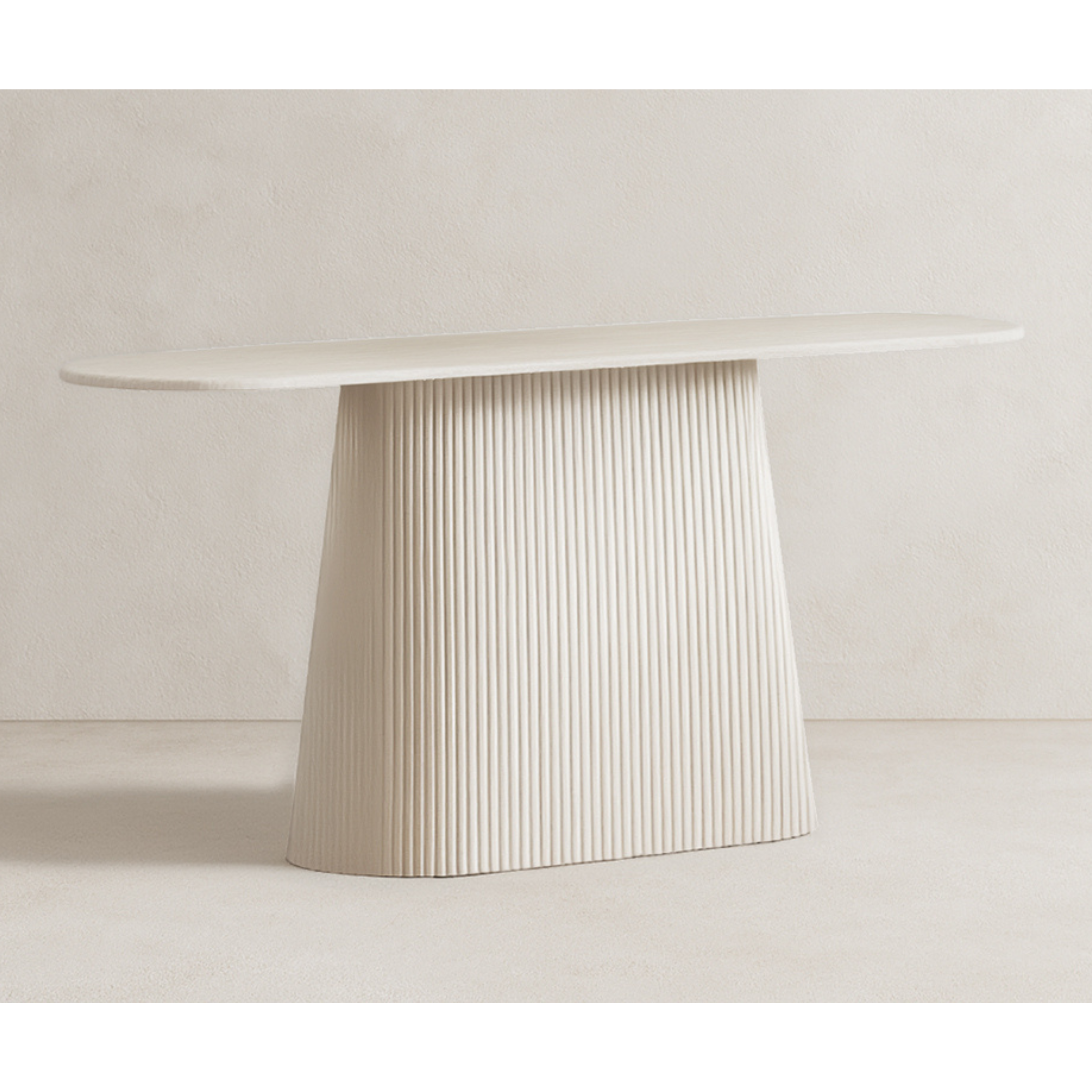 Sivva Ribbed Base Console Table - Off White