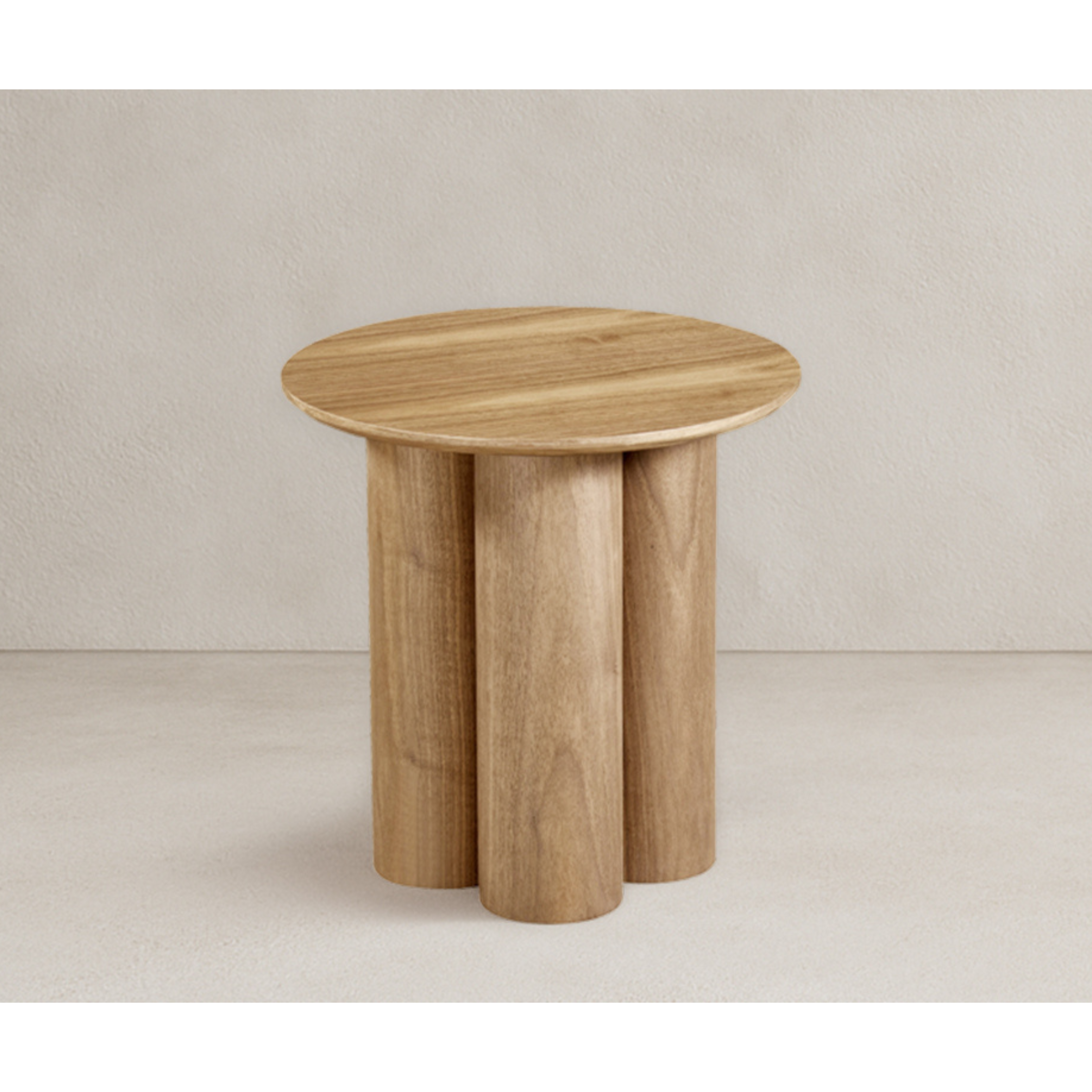 Carrie Pillar Based Side Table - Oak Veneer
