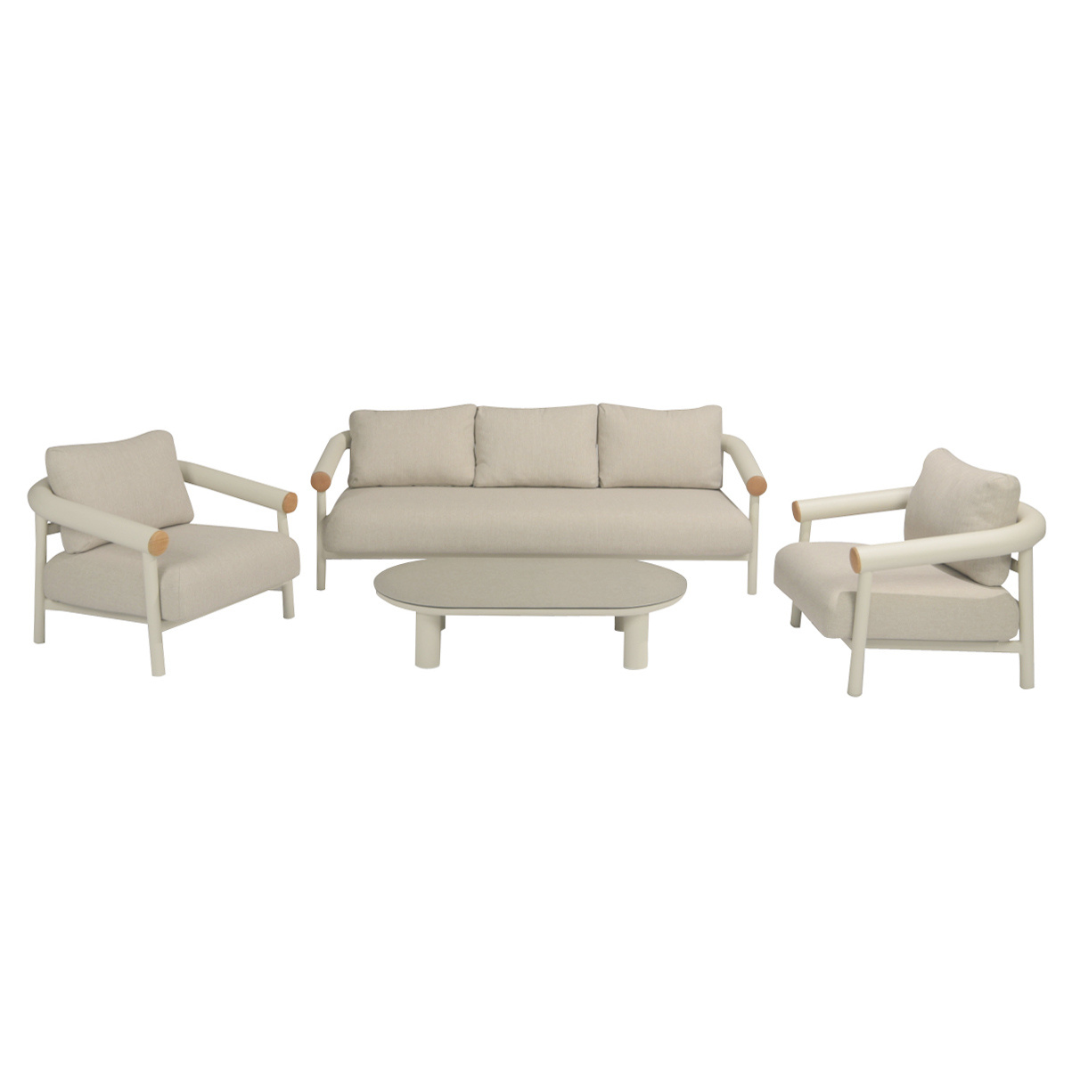 4PC Lamo Outdoor Sofa Set - Sofa Grey & Teak
