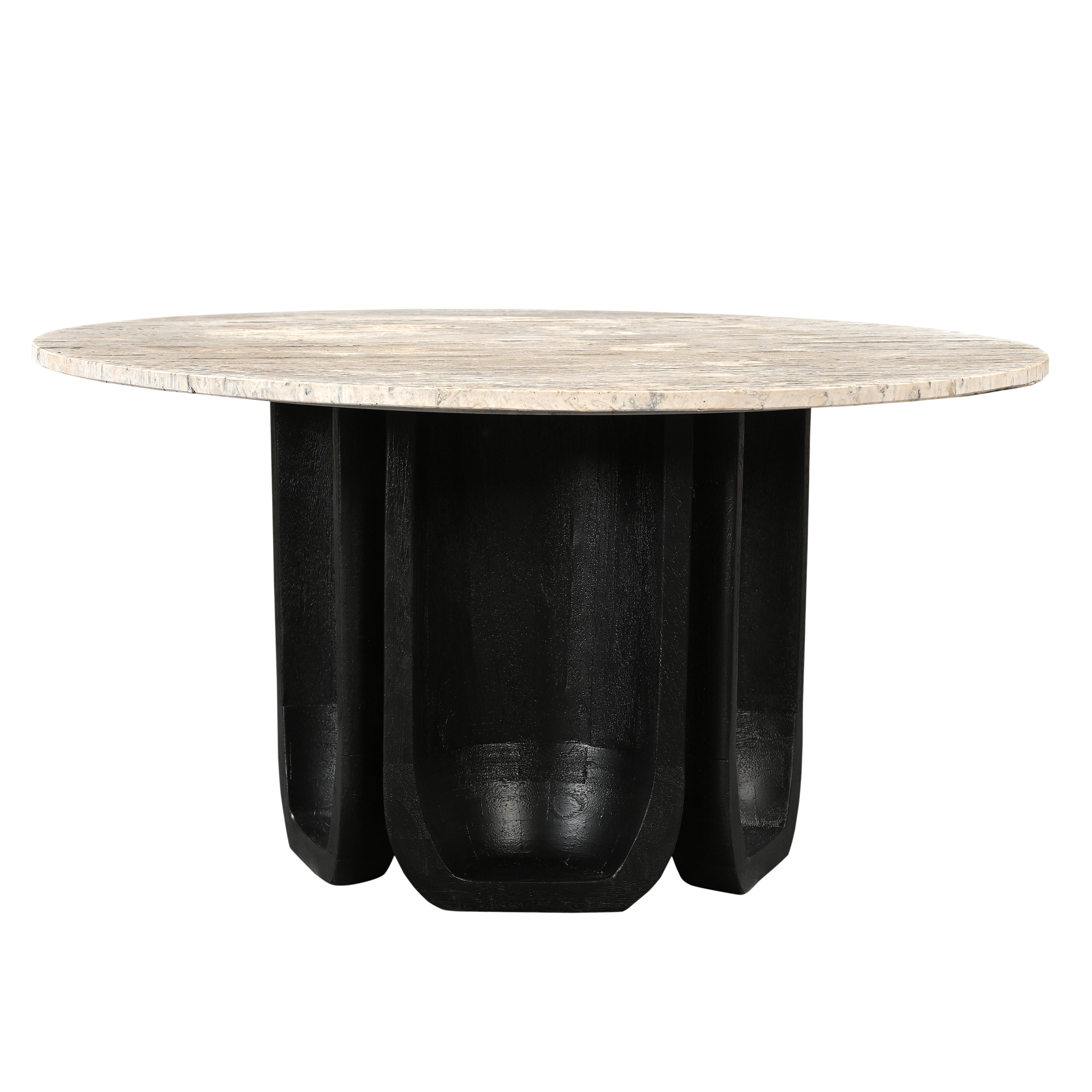 Lina Coffee Table With White Tavertine Top - Black
