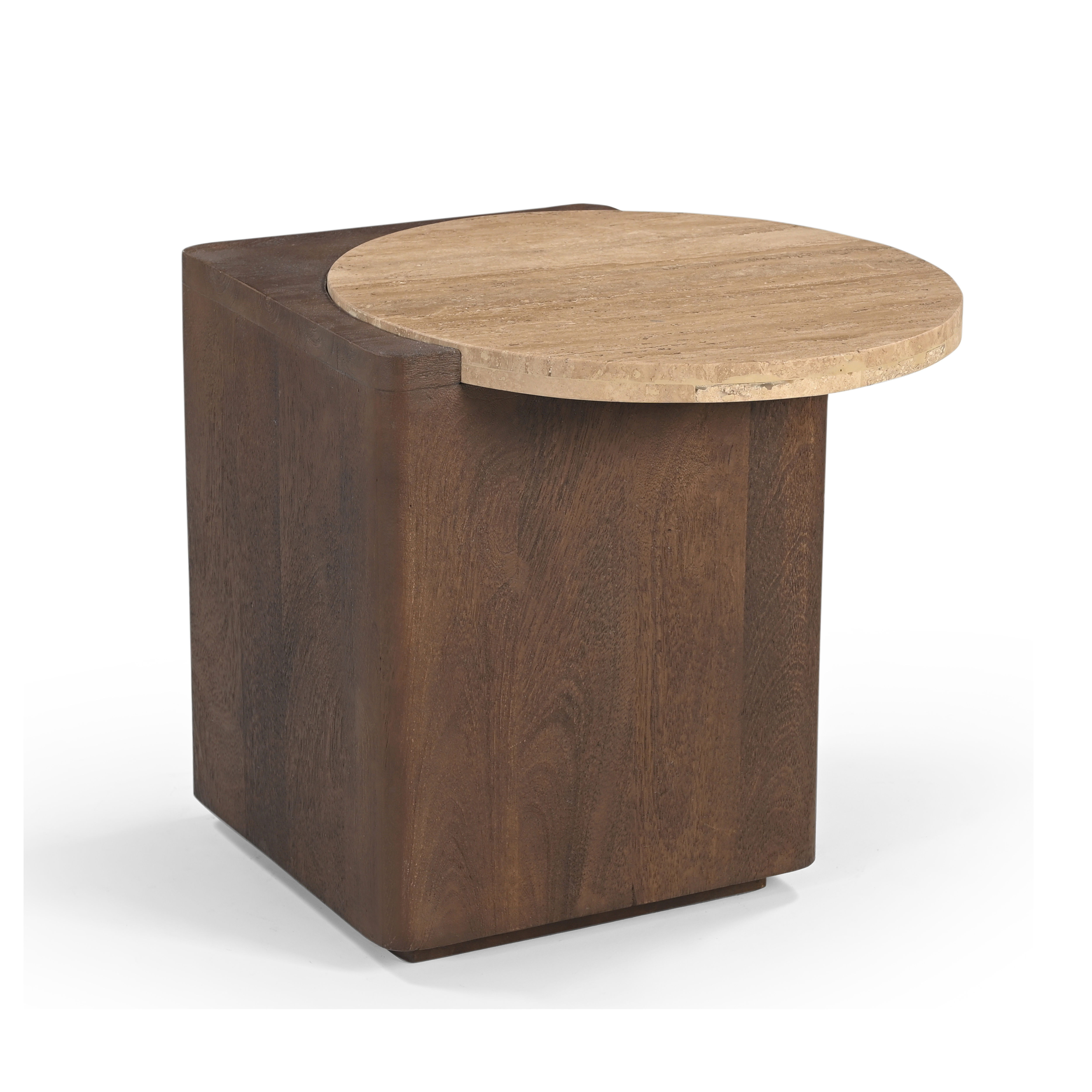 Verona Coffee Table With Travertine Top - Walnut
