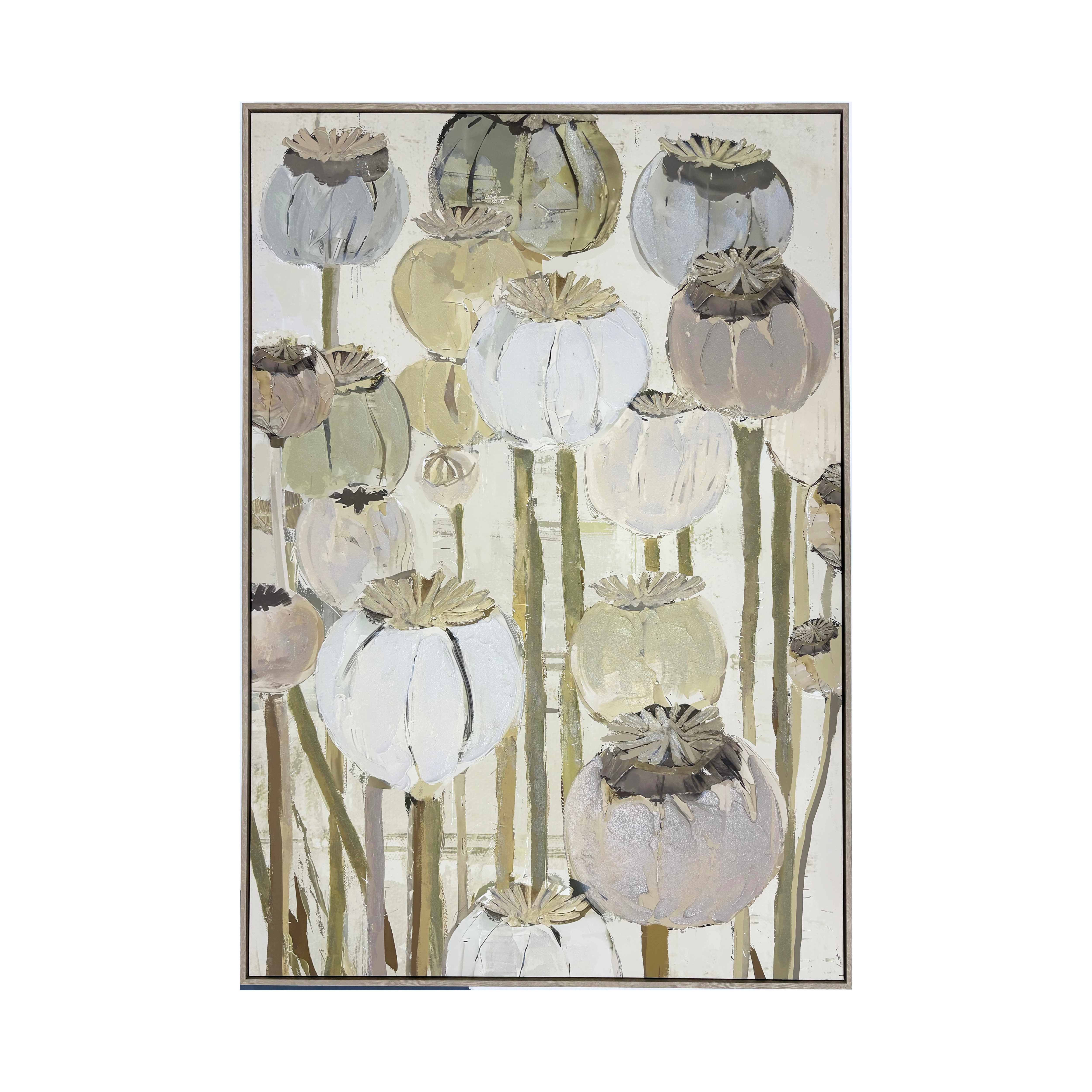 Poppies Framed Canvas Print - Natural
