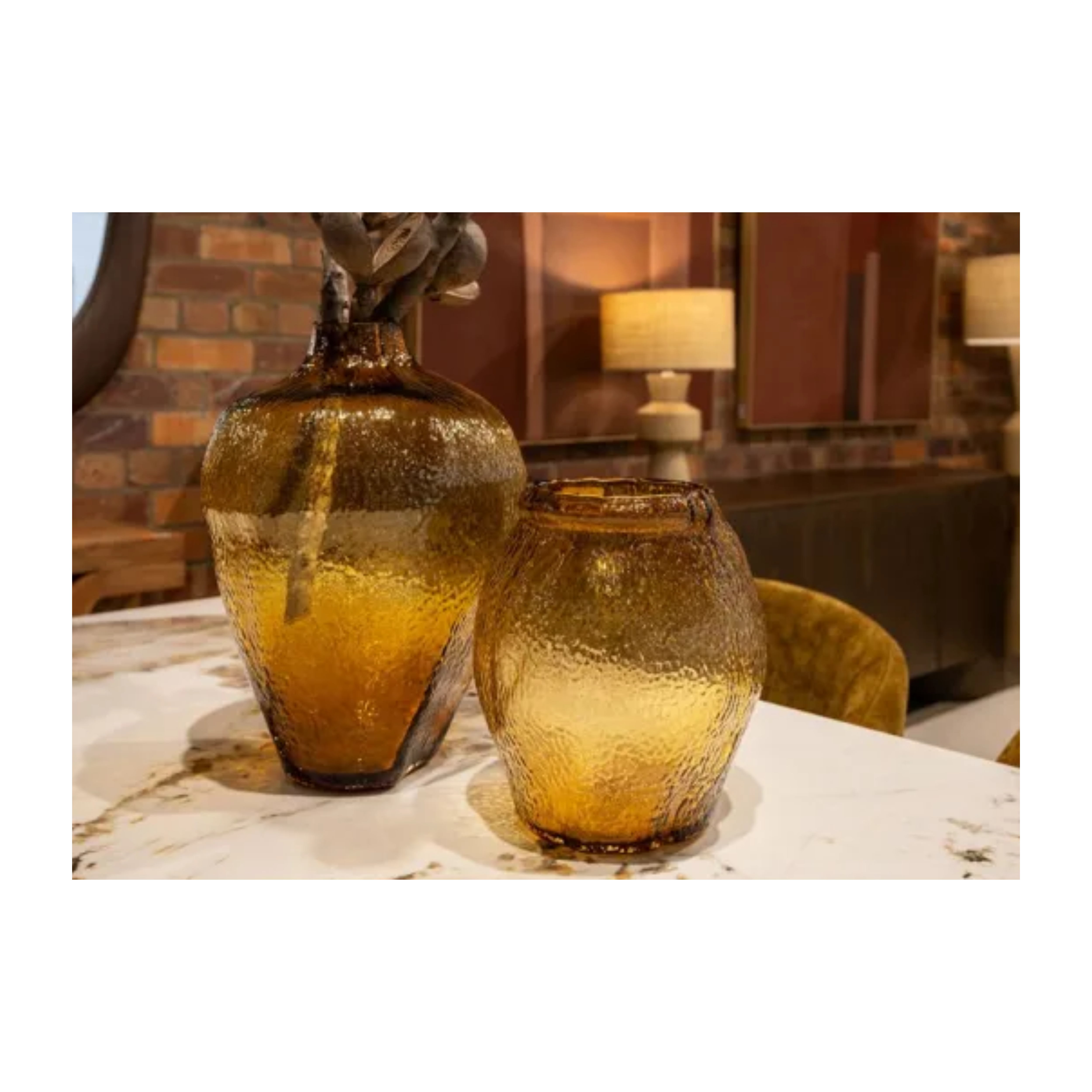 Freida Glass Vase - Amber