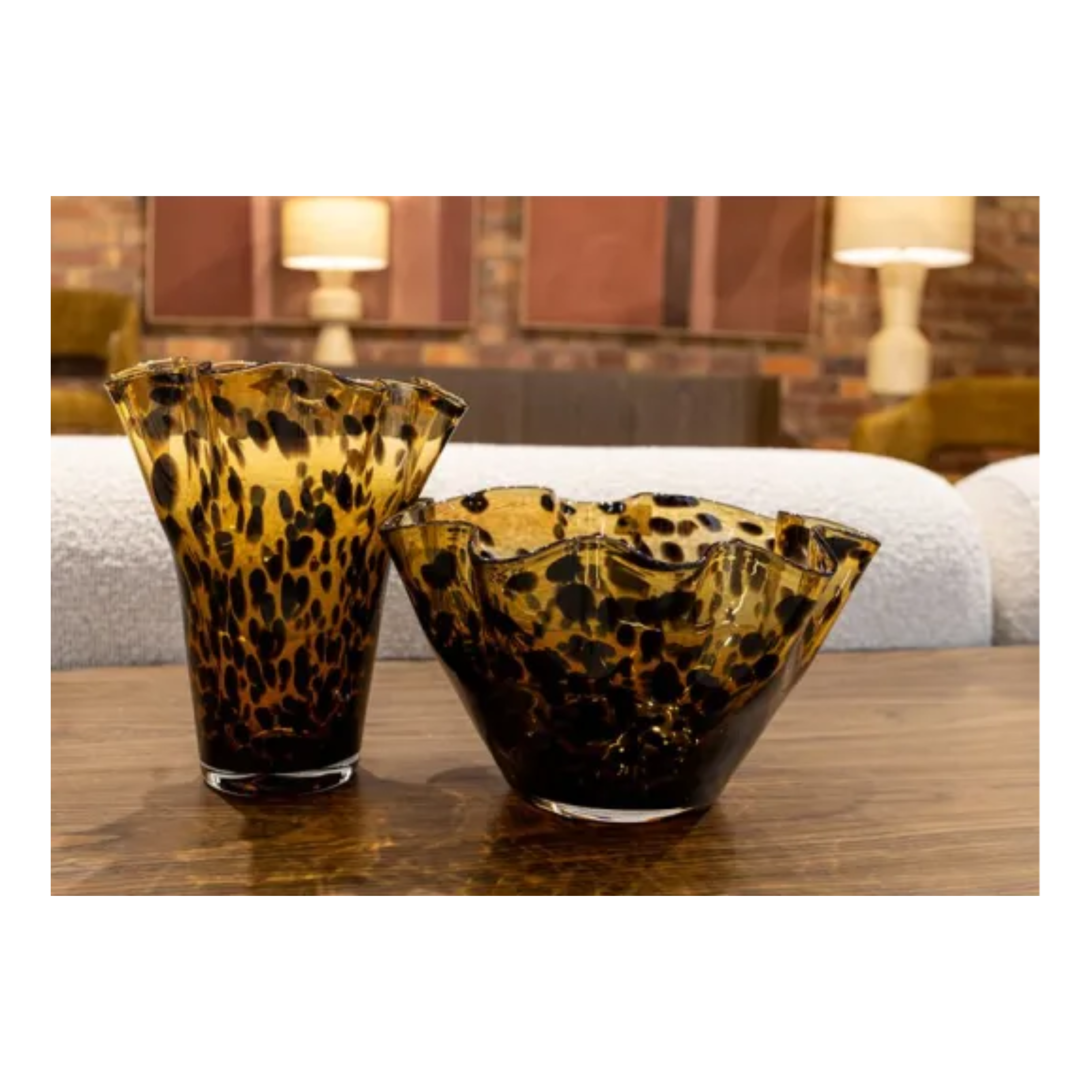 Fleur Glass Bowl - Brown Amber Speckle