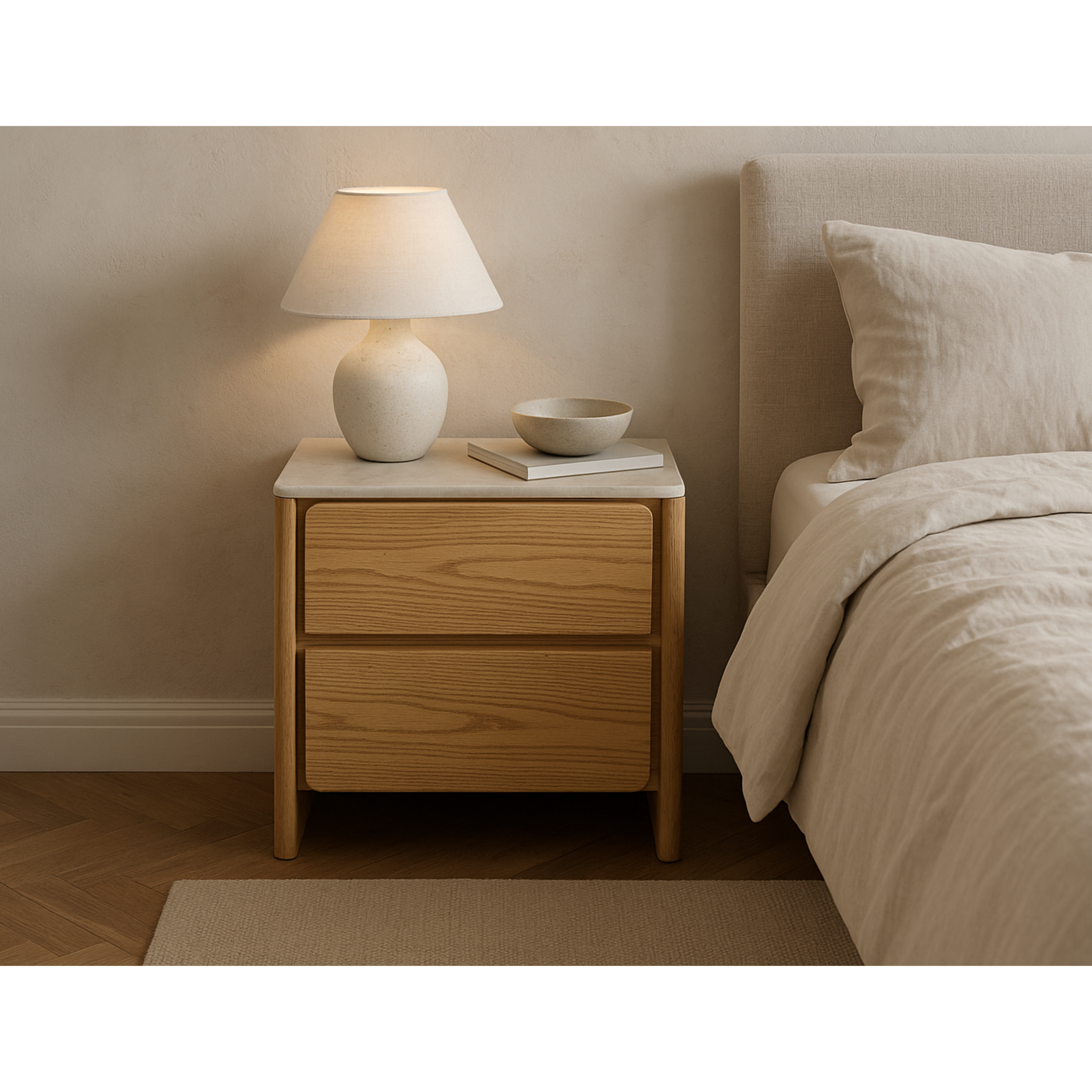 Georgie One Door Bedside Table - Oak Veneer