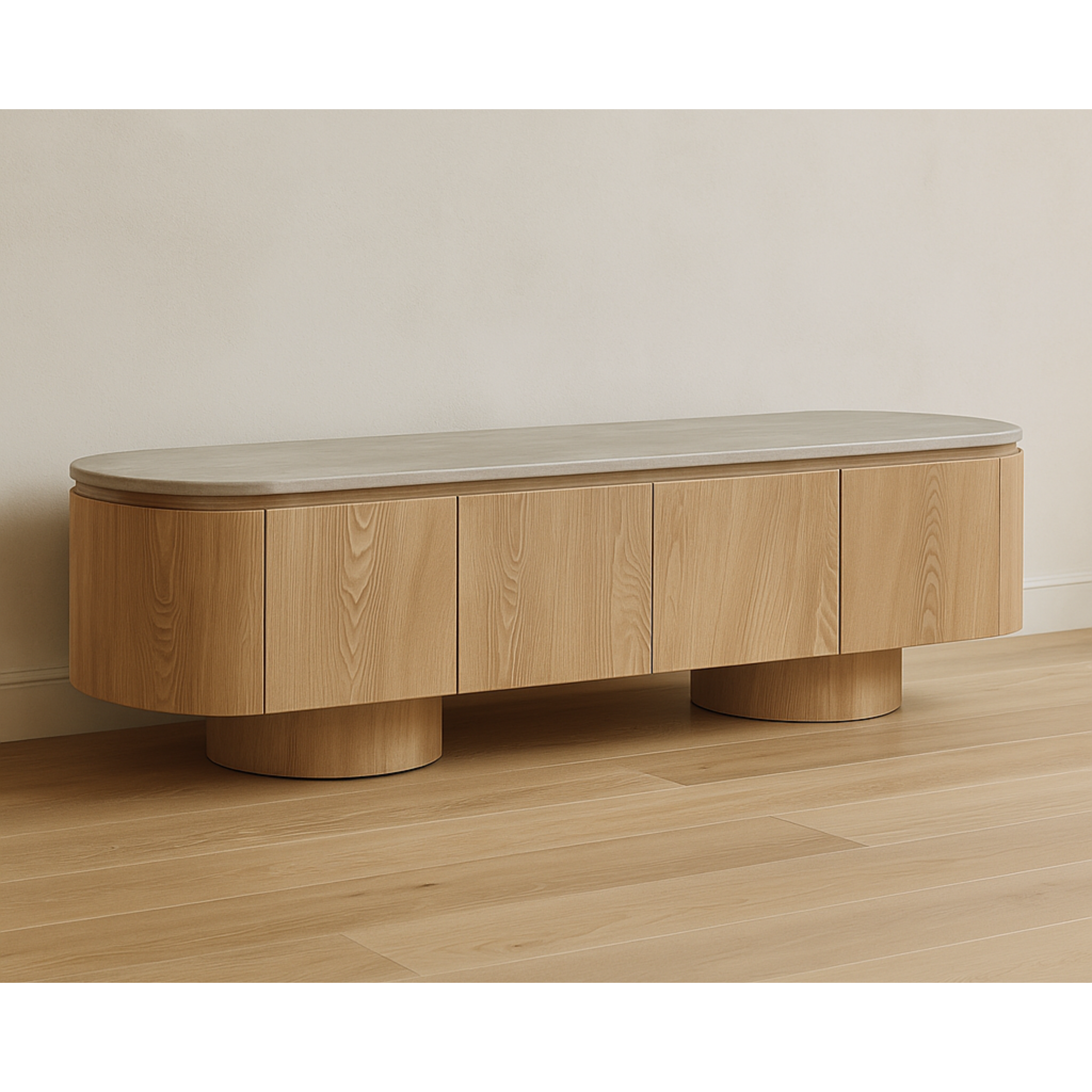 Georgie Four Door Media Unit - Oak Veneer